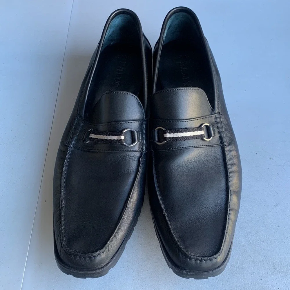 Bally Marano Webbing Bit Driving Loafer Shoes Mens 11.5 D Black Leather Slip On